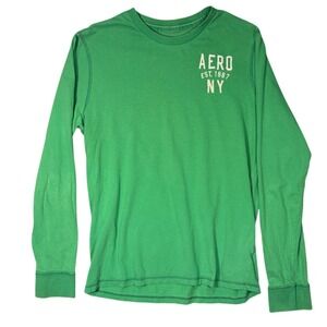 Vintage Y2K Aeropostale Graphic Long Sleeve Tee Mens L Green Logo Mallcore